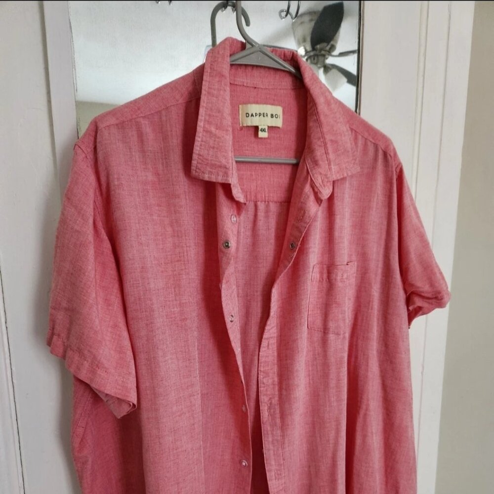 Dapper Boi, Unisex, 4XL, Pink/Salmon, Short Sleeve Button Down Shirt